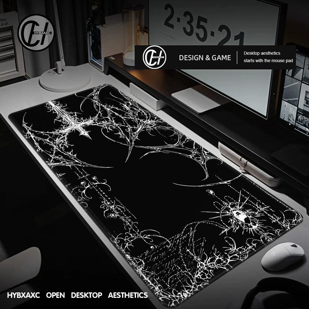 Gaming Accessories White - Hitam Putih Cybersigilism Deskmat Gothic Centipede