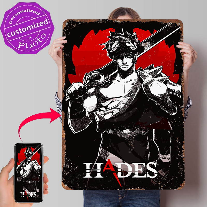 Vintage Gaming Accessories - Poster Logam Game Hades, Seni Dinding
