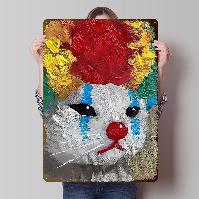 Vintage Gaming Accessories - Lukisan Kucing Badut Sedih Poster Plat