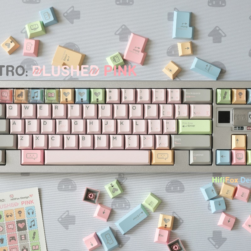 Vintage Gaming Accessories - Set Keycaps Tema Vintage Pink Shy,