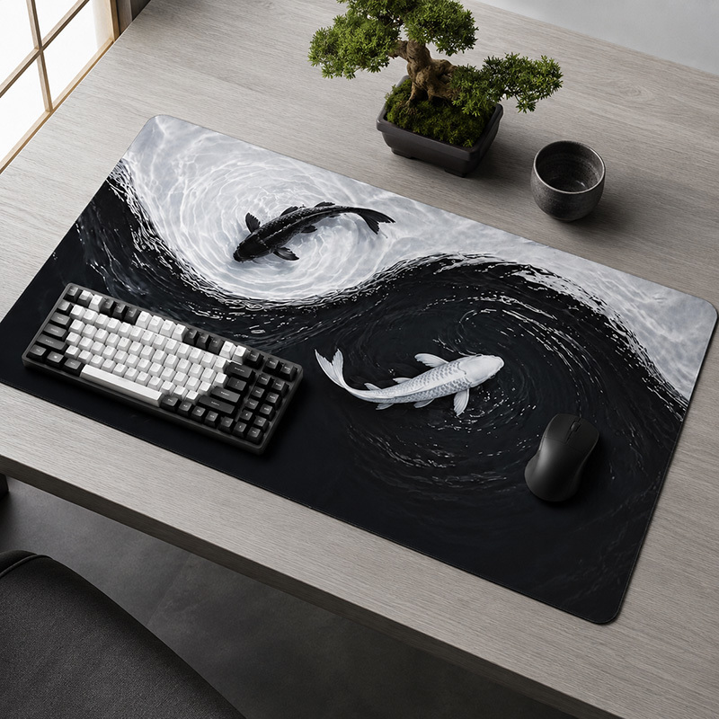 Gaming Accessories White - Alas Mouse Koi Hitam Putih Gamer